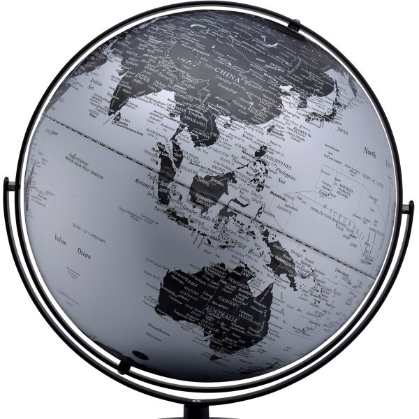 20.5  Tall-black and Silver Globe with 3D Mountain Landscape Supply