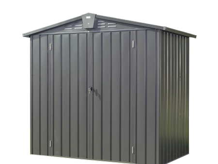 Outdoor Storage Shed 6.5 x 4.2 , Metal Garden Shed for Bike, Trash Can, Tools, Lawn Mowers,Galvanized Steel Outdoor Storage Cabinet with Lockable Door for Backyard, Patio, Lawn (6.5x4.2ft, Black) For Cheap