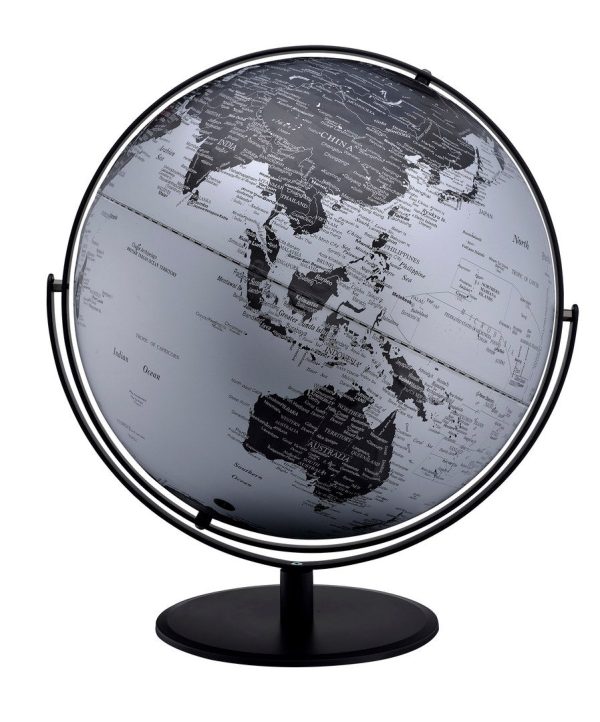 20.5  Tall-black and Silver Globe with 3D Mountain Landscape Supply