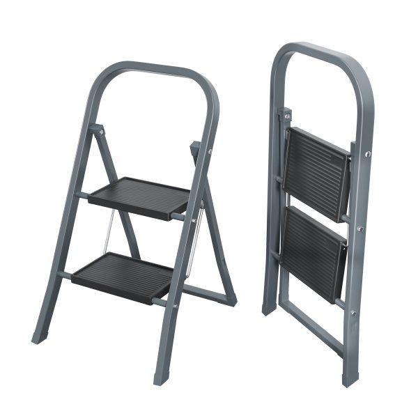 2 Step Ladder, Step Stool for Adults, Folding Step Stool with Wide Anti-Slip Pedal, Sturdy Steel Ladder Online Sale