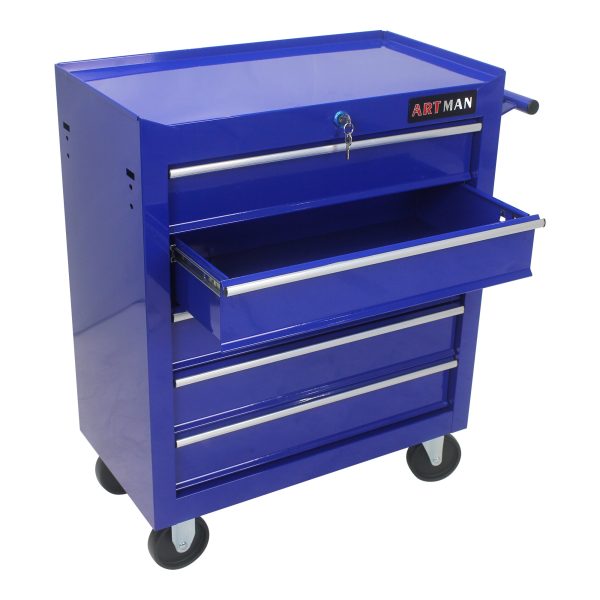 5 DRAWERS MULTIFUNCTIONAL TOOL CART WITH WHEELS-BLUE Cheap