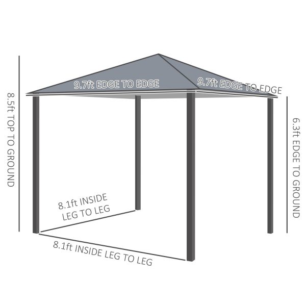 10  x 10  Patio Gazebo, Outdoor Gazebo Canopy Shelter with Netting & Curtains, Vented Roof, for Garden, Lawn, Backyard and Deck, Black Sale