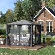 10  x 10  Patio Gazebo, Outdoor Gazebo Canopy Shelter with Netting & Curtains, Vented Roof, for Garden, Lawn, Backyard and Deck, Black Sale