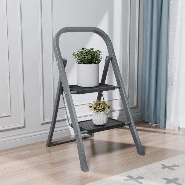 2 Step Ladder, Step Stool for Adults, Folding Step Stool with Wide Anti-Slip Pedal, Sturdy Steel Ladder Online Sale