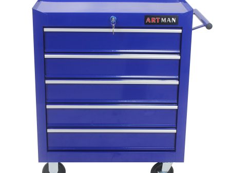 5 DRAWERS MULTIFUNCTIONAL TOOL CART WITH WHEELS-BLUE Cheap