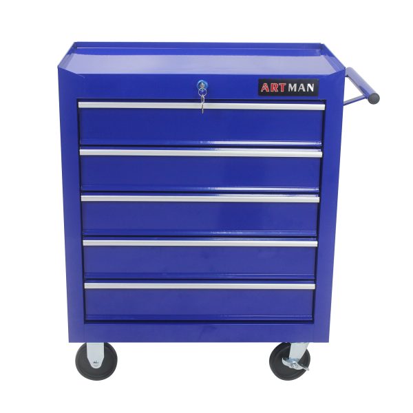 5 DRAWERS MULTIFUNCTIONAL TOOL CART WITH WHEELS-BLUE Cheap