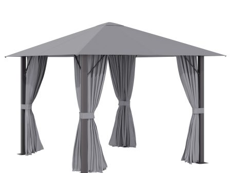 10  x 10  Patio Gazebo Aluminum Frame Outdoor Canopy Shelter with Sidewalls, Vented Roof for Garden, Lawn, Backyard, and Deck, Gray Online now