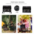 Outsunny 2 Burner Propane Gas Grill Outdoor Portable Tabletop BBQ with Foldable Legs, Lid, Thermometer for Camping, Picnic, Backyard, Black on Sale