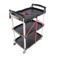 Folding service car with wheels, three-layer practical trolley, folding storage cart, suitable for family, garage, restaurant, hotel, kitchen, warehouse. No assembly required. Cheap