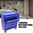 5 DRAWERS MULTIFUNCTIONAL TOOL CART WITH WHEELS-BLUE Cheap