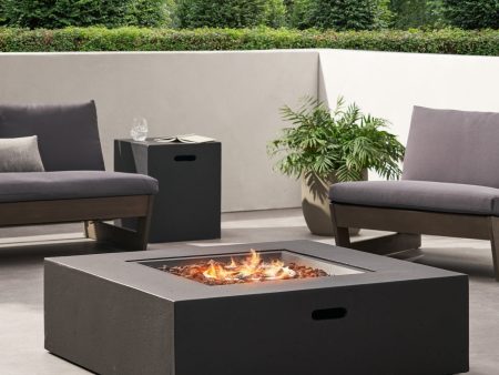 [Ship to Canada only]50000 BTU Outdoor Square MgO Propane Fire Pit Table with Tank Holder - Dark Gray Online