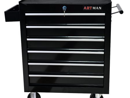 6 DRAWERS MULTIFUNCTIONAL TOOL CART WITH WHEELS-BLACK Discount