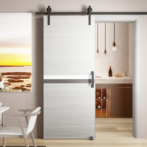 CRAZY ELF 24  x 80  Melamine Integrated Door Slab + 6.6FT Sliding Track Kit + Adjustable Floor Guider + Pull Handle, Modern Interior Door panel, Protected By 2mm Thick Melamine Layer, Moisture-proof Hot on Sale