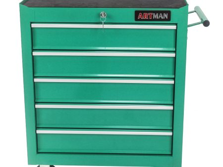 5 DRAWERS MULTIFUNCTIONAL TOOL CART WITH WHEELS-GREEN on Sale