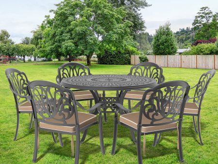 (Cushions In  Random Colors)7-Piece Set Of Cast Aluminum Patio Furniture With  Cushions Supply