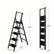 5-step ladder folding step stool, 5-step ladder with anti slip wide pedals, lightweight and easy to carry handle folding ladder, multi-purpose steel ladder, suitable for home and office use Discount