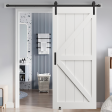 CRAZY ELF 28  x 84   K  Style Real Primed Door Slab + 6.6FT Barn Door Sliding Hardware + Adjustable Floor Guider + Pull Handle, DIY Unfinished Paneled Door, Modern Interior Barn Door, Moisture-proof Discount