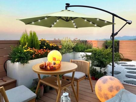 10 ft Outdoor Patio Umbrella Solar Powered LED Lighted Sun Shade Market Waterproof 8 Ribs Umbrella with Crank and Cross Base for Garden Deck Backyard Pool Shade Outside Deck Swimming Pool Cheap