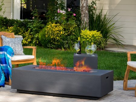 [Ship to Canada only]50000 BTU Outdoor Rectangle MgO Propane Fire Pit Table with Tank Holder - Dark Gray Discount