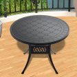 Ø39.37-inch Cast Aluminum Patio Dining Table with Black Frame and Carved Texture on the Tabletop Fashion