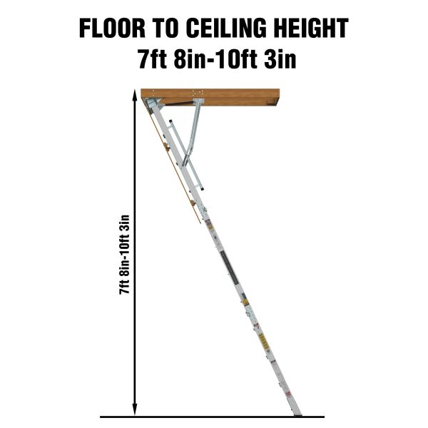 Household Aluminum Attic Ladder 25  x 54  ,375 lbs Capacity, 7 8 -10 3  Ceiling Height Online now