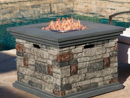 [Ship to Canada only]32  STONE SQUARE MGO FIRE PIT - 40000 BTU For Sale