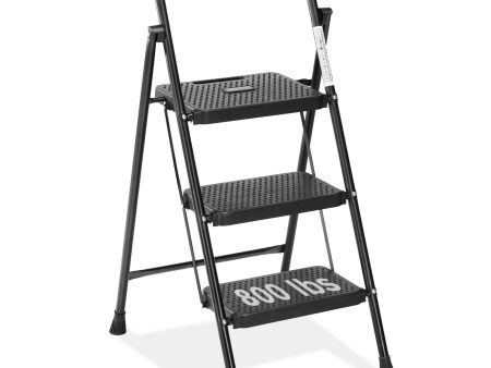 3 Non-slip step ladder, quick folding steel ladder Sturdy metal supported household tools for home office work at altitude, portable step tools Hot on Sale