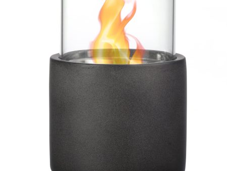 Tabletop Fireplace, Mini Concrete Ethanol Fire Bowl with Lid, Burns up with Liquid Alcohol and Solid Tablet Alcohol, Dark Grey on Sale