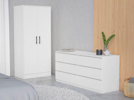 Wyoming 2-Piece Bedroom Set, Armoire + Dresser, White Hot on Sale