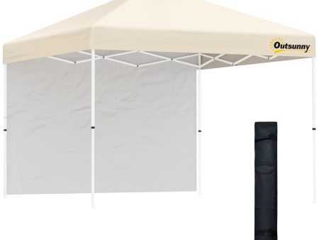 10  x 10  Pop-Up Canopy Tent with 1 Removable Sidewall, Commercial Instant Sun Shelter, Tents for Parties with Wheeled Carry Bag for Outdoor, Garden, Patio, Beige Online Hot Sale