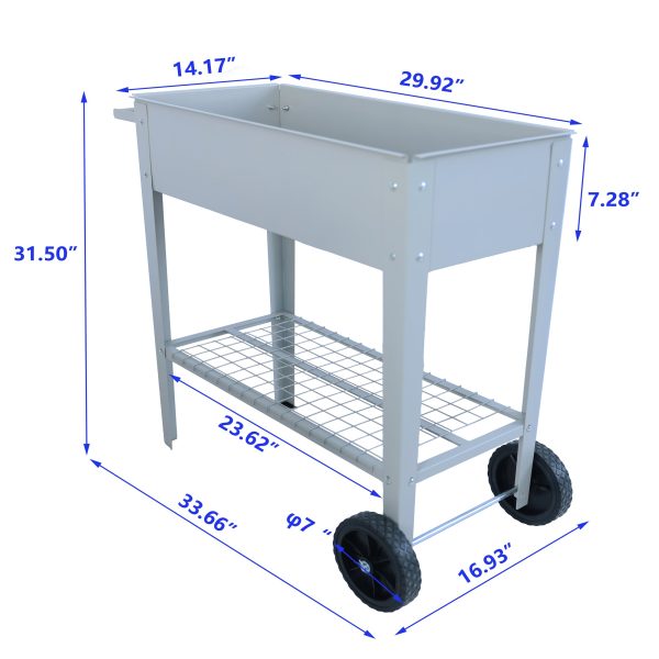 Aveyas Mobile Metal Raised Garden Bed Cart with Legs, Elevated Tall Planter Box with Wheels for Outdoor Indoors House Patio Backyard Vegetables Tomato DIY Herb Grow (Gray) Cheap