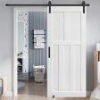 CRAZY ELF 28  x 80  Five Panel Real Primed Door Slab + 6.6FT Barn Door Sliding Hardware + Adjustable Floor Guider + Pull Handle, DIY Unfinished Paneled Door, Modern Interior Barn Door, Moisture-proof Online Hot Sale