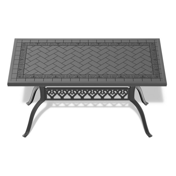 L59.05*W35.43-inch Cast Aluminum Patio Dining Table With Black Frame and Carved Texture on the Tabletop Sale