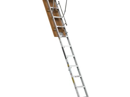 Household Aluminum Attic Ladder 25  x 54  ,375 lbs Capacity, 7 8 -10 3  Ceiling Height Online now