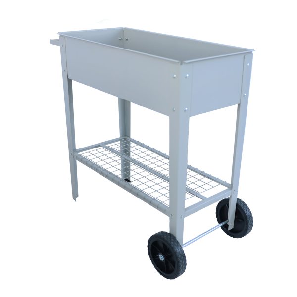 Aveyas Mobile Metal Raised Garden Bed Cart with Legs, Elevated Tall Planter Box with Wheels for Outdoor Indoors House Patio Backyard Vegetables Tomato DIY Herb Grow (Gray) Cheap