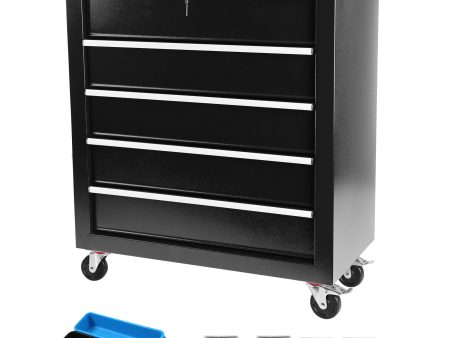 5 Drawers Rolling Tool Chest Cabinet with Wheels, Tool Storage Cabinet and Tool Box Organizer for Garage Warehouse Workshop, Black Cheap