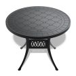 Ø39.37-inch Cast Aluminum Patio Dining Table with Black Frame and Carved Texture on the Tabletop Fashion