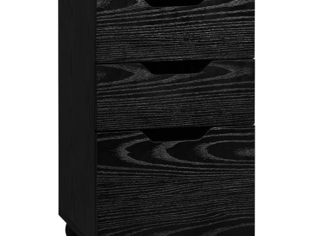 3 Drawer Office Storage Cabinet, Under Desk Cabinet with Wheels, Black Wood Grain Online Sale