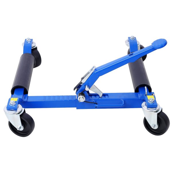 Set of (2) Wheel Dolly Car Skates Vehicle Positioning Hydraulic Tire Jack Ratcheting Foot Pedal Lift Hydraulic Car Wheel Dolly, 1,250lbs blue Discount