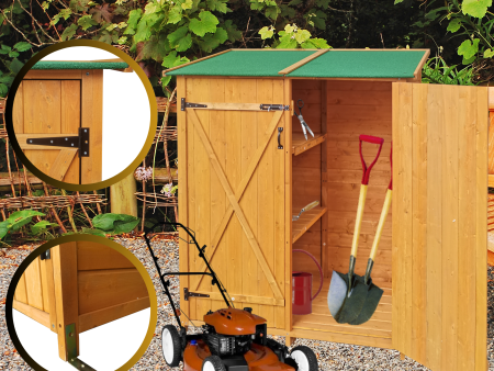 XWT011 WOODEN SHED Natural for backyard garden big Tool storage Flat roof tool room 63.58 X 24.6 X 53.15  Hot on Sale