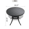 Ø39.37-inch Cast Aluminum Patio Dining Table with Black Frame and Carved Texture on the Tabletop Fashion