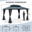 10X13ft Patio Gazebo with Netting & Curtains, Black Supply