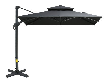 10ft Offset Patio Umbrella, Hanging Cantilever Umbrella, Square Shape, Aluminum Cross Base, Tilt, 360-Degree Rotation, Gray Cheap