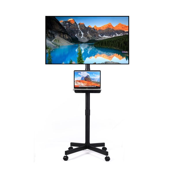 Mobile TV Stand on Wheels, Height Adjustable Tilt Rolling TV Stand with Media Shelf for 23-60 inch LED, LCD, OLED Flat&Curved TVs, Holds Up to 55lbs, Max VESA 400x400mm Online now