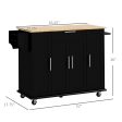 HOMCOM Kitchen Island on Wheels, Rolling Kitchen Cart with Rubberwood Top, Drawer, Spice Rack, Towel Rack, Storage Cabinet with Inner Adjustable Shelves, Black on Sale