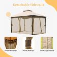 10 x13  Gazebo, Outdoor Gazebo with Mosquito Netting, Metal Frame Double Roof Soft Top Patio Gazebo Canopy Tent for Deck Backyard Garden Lawns (Khaki) on Sale