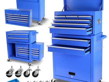 Rolling Tool Chest with Wheels and 8 Drawers, Detachable Large Tool Cabinet with Lock for Garage, Locking Mechanic Tool Cart with Black Liner for Warehouse, Workshop, High Capacity Discount