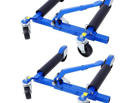 Set of (2) Wheel Dolly Car Skates Vehicle Positioning Hydraulic Tire Jack Ratcheting Foot Pedal Lift Hydraulic Car Wheel Dolly, 1,250lbs blue Discount