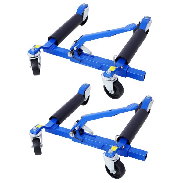 Set of (2) Wheel Dolly Car Skates Vehicle Positioning Hydraulic Tire Jack Ratcheting Foot Pedal Lift Hydraulic Car Wheel Dolly, 1,250lbs blue Discount