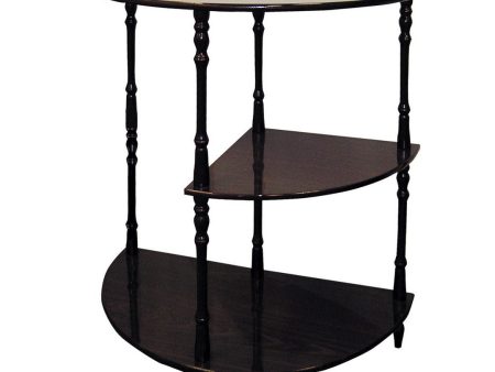 26  Tall 3-Tier Wooden End Table, Crescent Shape with Cherry finish For Discount